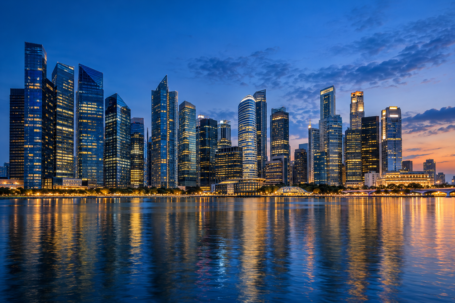 Đường chân trời thành phố Blues, chủ đề tầm nhìn kinh doanh Singapore hình ảnh gốc